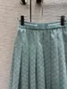 Skirts Designer 2024 Nouvelle marque de luxe Mode d'été Broderie Femme Femmes hautes Plaid A-Line Long jupe PMCJ