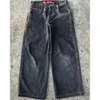 Herr jeans streetwear jnco y2k hip hop tecknad grafisk tryck vintage baggy svarta byxor män kvinnor hög midja breda benbyxor vinter01 854