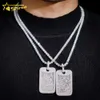 Bijoux brillants plaqué or blanc, Baguette coupée Vvs Moissanite glacée pour hommes, pendentif étiquette de chien Hip Hop Sier