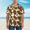Erkekler Sıradan Gömlekler Siyah ve Beyaz İnek Baskı Tatil Gömlek Noktaları Hayvan Hawaii Erkekler Retro Bluses Kısa kollu nefes alabilen üst