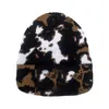 Bandanas Leopard Print Cow Knitted Hat Y2k Warm Hip Hop Unisex Elastic Beanies For Women Men Outdoor Sports Windproof Cap Accessorie P9g3