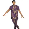 Ethnic Clothing African Print Clothes Men's Henry Collar Shirts Trousers Customize Pant Sets Nigeria Fashion Male Yellow Suits Drop