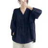 Women's Blouses Loose Fit V-neck Top Stylish Half Sleeve Tops Solid Color Pullover Breathable Shirt For Spring Summer