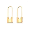 Brincos de parafuso prisioneiro criativo paperclip lock studs para mulheres meninas na moda geométrica prata cor cadeado orelha brincos jóias