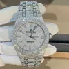 Homens high-end luxo bling jóias cheio diamante dial relógio vvs moissanite hip hop gelado fora stainlwatchess aço relógios mecânicos