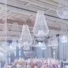 Hot sale acrylic chandelier with crystal drops acrylic beaded without light photography backdrop wedding backdrop stage without artificial flower