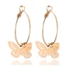 Baumelnde Ohrringe 585 Roségold Farbe Mode Creolen für Frauen Mädchen Schmetterling Charme Vintage-Schmuck Geschenke Großhandel LGE375