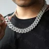 Hand Setting Iced Out 18mm Miami Sterling Silver Baguette Moissanite Cuban Link Chain Necklace