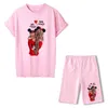 Kobiety dwuczęściowy zestaw Super Mom Tshirts Shorts Set Summer Letnie krótkie rękawowe szorty motocyklowe Seksowne strój dla kobiet w garniturze 240311