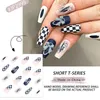 False Nails 24pcs Fake DIY Plaid Bow Glue On Nail Tips Manicure Salon Supplies For Fall Winter