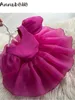 Annabelle Little Girl Dress ONeck Short Sleeve Leaky Back Baby OnePiece Flower Wedding Dresses 240309