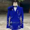 Suits Latest Design Blue Slim Fit Double Breasted Men Suits For Wedding Groom Tuxedos Formal Suits Best Man Prom Party Blazer Pant