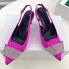 Dress Shoes Glitter Rhinestones Silk Women Pumps Spring Herfst Pointed Toe dunne hoge hak Slingback Buckle Riem Sandaalfeest Prom