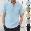 Men's Casual Shirts Men Clothing Stylish Summer Shirt With Stand Collar Chest Pocket Business Commute Style Top For Breathable