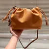 Designer Women Bag DrawString Bag Handbag Fashion Tote Bag Flamenco Purse Crossbody Wallet Top Cowhide äkta läder Lady Handväskor 240318
