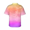 Chemises décontractées pour hommes Sunset Cloud Chemise de vacances Bright Tie Dye Hawaii Hommes Blouses élégantes à manches courtes Harajuku Vêtements graphiques