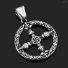 Pendant Necklaces Viking Stainless Steel Necklace Titanium Round Pattern Cross Not Allergy Fading