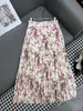 2024 Two Piece Dress Designer Luxury Tracksuits Women's O-neck short Sleeve flower Pattern Tops A-Line Lady Elegant Skirt