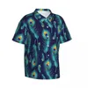 Camicie casual da uomo Camicia dal design animale Pavone Piume di uccelli Camicette oversize Harajuku vintage a maniche corte per le vacanze Hawaii