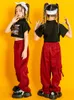 Scary Wear Kids Hip Hop Vêtements Girls Black Crop Tops Wine Red Pantal