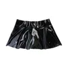 Bras sätter Monnik Black LaTex Ladies Fashion Kjol Sexig Miniskirt Women's Rubber Pleated Custom Made for Fetish Catsuit Party