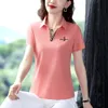 POLO Vrouwen 2023 Zomer Nieuwe Mode Puur Katoen Zomer Vrouwen Korte Mouw Polo Shirt Losse Top Revers Grote Maat T-shirt