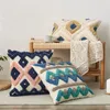 Kussen Marokkaanse hoes geborduurd getuft geometrisch blauw beige decoratieve kussensloop voor slaapkamer bank home decor