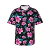 Мужские повседневные рубашки с тропическим цветочным принтом, летняя рубашка, мужские пляжные гавайские цветочные рубашки с короткими рукавами, корейский модный дизайн, свободные блузки большого размера