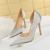 HBP Non-Brand Hauts Talons Gold Color Elegant Lady Office Wear Fall Heel Trending Shoes Womens Pumps 10.5cmsuper High (8cm-up) PU Silk