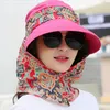 Chapeaux à large bord femmes Anti-UV chapeau de soleil plage pliable crème solaire imprimé Floral casquettes cou soins du visage été équitation en plein air