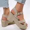 Sandalen Dames Schoenen Platform Blokhak Breedband Comfort Mode Linnen Dikke Dames Zomer 2024