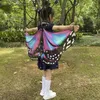 Szaliki Kids Butterfly Wings Cape Asymetryczne wróżki paski na ramię Kolorowa wydajność Rekwizyty kostiumowe sukienki festiwal