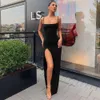 Sommer Neue Damen Schlank Gerade Neck Open Back Sexy Split Kleid