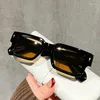 Sunglasses Fashion Retro Thick Leg Square Frame Men Women Brand Small Rice Nail Sun Glasses Black Yellow