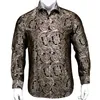 Hi-Tie Luxury Gold Mens Shirts Paisley Floral Soft Silk Full Sleeve Casual Shirts For Men Jacquard Male Party Wedding Dress 240304