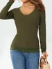 Women's T Shirts Women Slim Knitwear Black Button Tops Fit Sweater Long Sleeve V Neck Lace Decor Jumper Female Casual Basic Sweaters