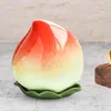 Vases Ceramic Peach Shape Tea Canister Decorative Candy Jar Multifunctional Reusable Sealed For Cafe Home Kitchen Counter