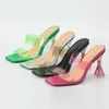 HBP bez marki letnie podglądanie palców wysokiej jakości nagie kolor przezroczysty przezroczysty mody pvc kapcie sandałowe obcasy Perspex dla kobiet