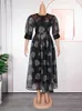 Ethnic Clothing African Dresses For Woman 2024 Elegant Wedding Party Evening Gown Plus Size Dress Dashiki Flowers Print Mesh Maxi Robe Bubu