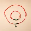 Charme pulseiras vermelho verde misturado cor padrão de natal pulseira para mulheres bonito dos desenhos animados árvore o antigo pequeno sino jóias