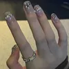 Fałszywe paznokcie 10pcs /Set Pełna pokrywa naciśnięcie na majsterkowicz czystą ręcznie robioną łatkę zdejmowane fałszywe diament