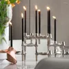 Ljusstakare nordiska svarta metallhållare matbord bröllopsljus eleganta hem mittstycken dekorativ estetisk rumsdekor