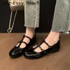 Dress Shoes Black Leather Mary Jenny 2024 Stylish Low Heel High Quality Fall Base Square Toe Pump