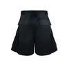 Shorts masculinos vintage rasgado danificado carga preta para homens high street larga perna baggy macacão angustiado verão joelho comprimento calças