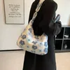 Sacos de ombro Xiuya Kawaii Grande capacidade de pelúcia crossbody saco azul flores moda casual jovem bonito outono inverno bolsa