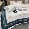 Conjuntos de cama Conjunto Europeu Luxo Ouro Royal Bordado Seda Dupla Capa de Algodão Puro Lençóis e Fronhas Verão