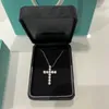 Designer tiffay and co Cross Necklace 925 Sterling Silver Diamonds Full Sky Star Plated with 18k Gold Diamond Pendant Collar Chain