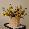 Vasos criativo bolsa saco vaso de cerâmica vaso de flor mesa de jantar sala de estar decoração abstrato arranjo artesanato