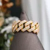 Lekka biżuteria Hiphop lodowane kubańskie ogniwa pierścień laboratoryjne łańcuch diamentowy Mężczyźni 14K żółte złoto Hiphop Band