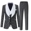 Suits Boutique (Blazer + Vest + byxor) Herrdräkt Fashion Business italiensk stil Polka Dot Elegant Dress Printing Slim Dress 3del